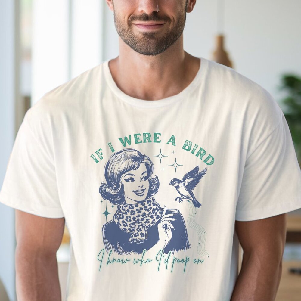 Bird Poop Humor Graphic Tee Funny Retro TShirt - Picture 4 of 6